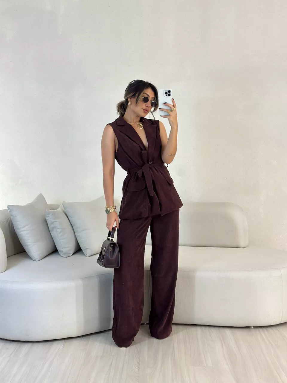 CONJUNTO ADELE COTELÊ VINHO - 0053540168 - CAROLLA FERRARO