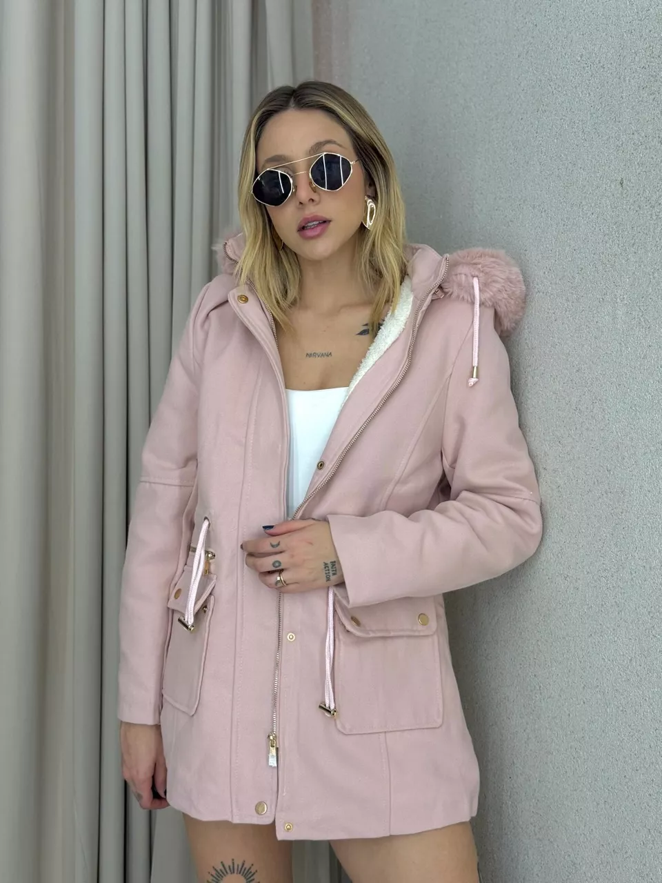 PARKA KARINA LÃ BATIDA ROSA CLARO - 0066260030 - CAROLLA FERRARO