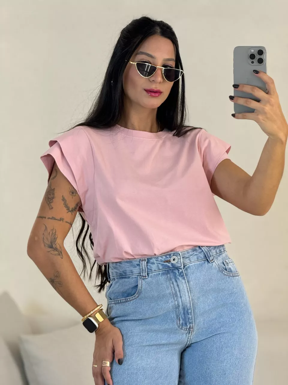 BLUSA MAYA DETALHE MANGA ROSA