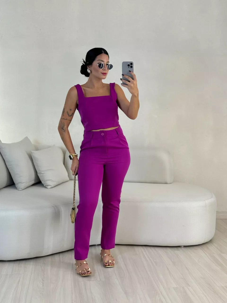 CONJUNTO LILY TOP CALÇA FUCSIA - 0056660120 - CAROLLA FERRARO