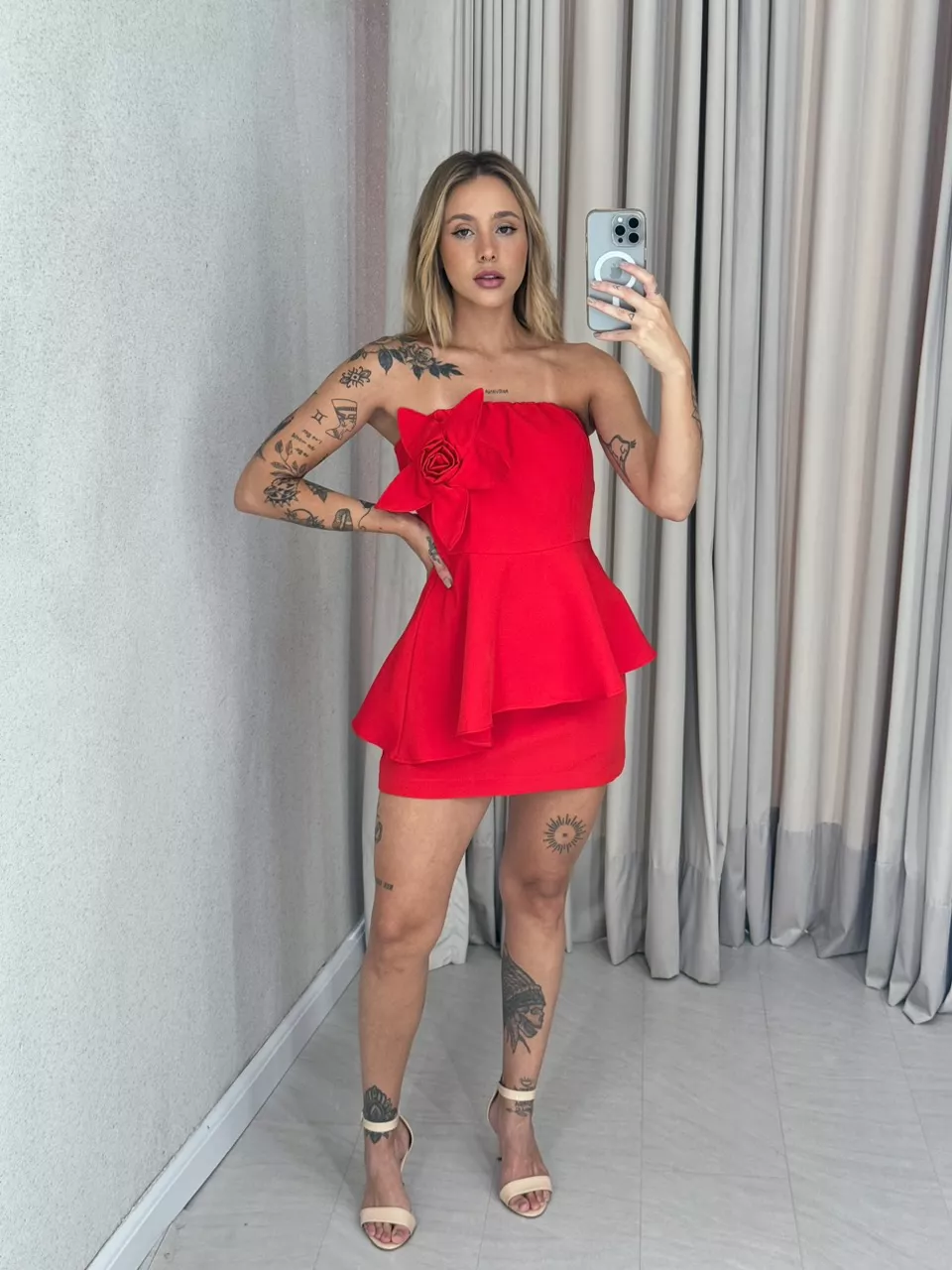 CONJUNTO LORRAINE flor vermelho - 0058960006 - CAROLLA FERRARO