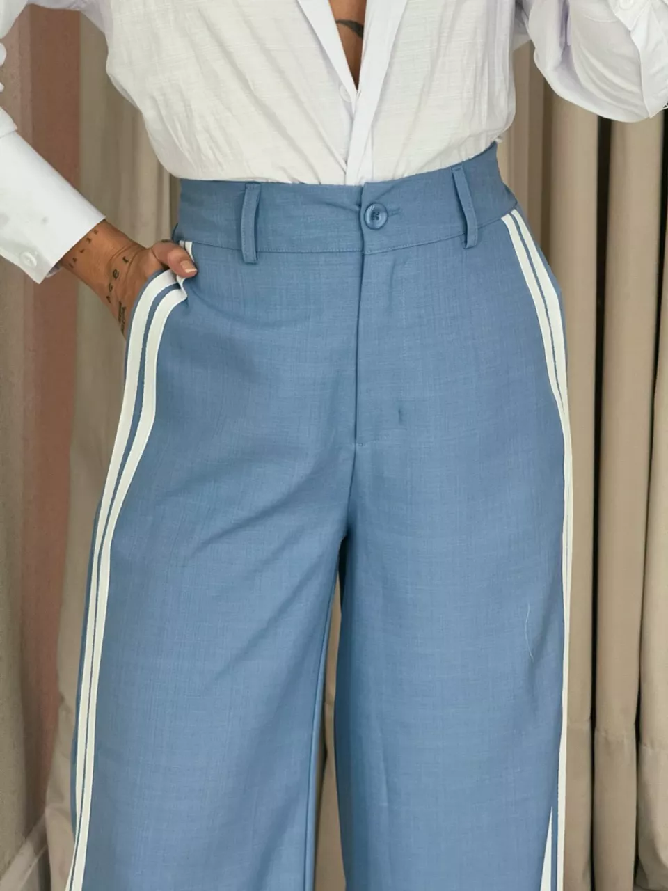 CALÇA KATHERINE LISTRAS azul