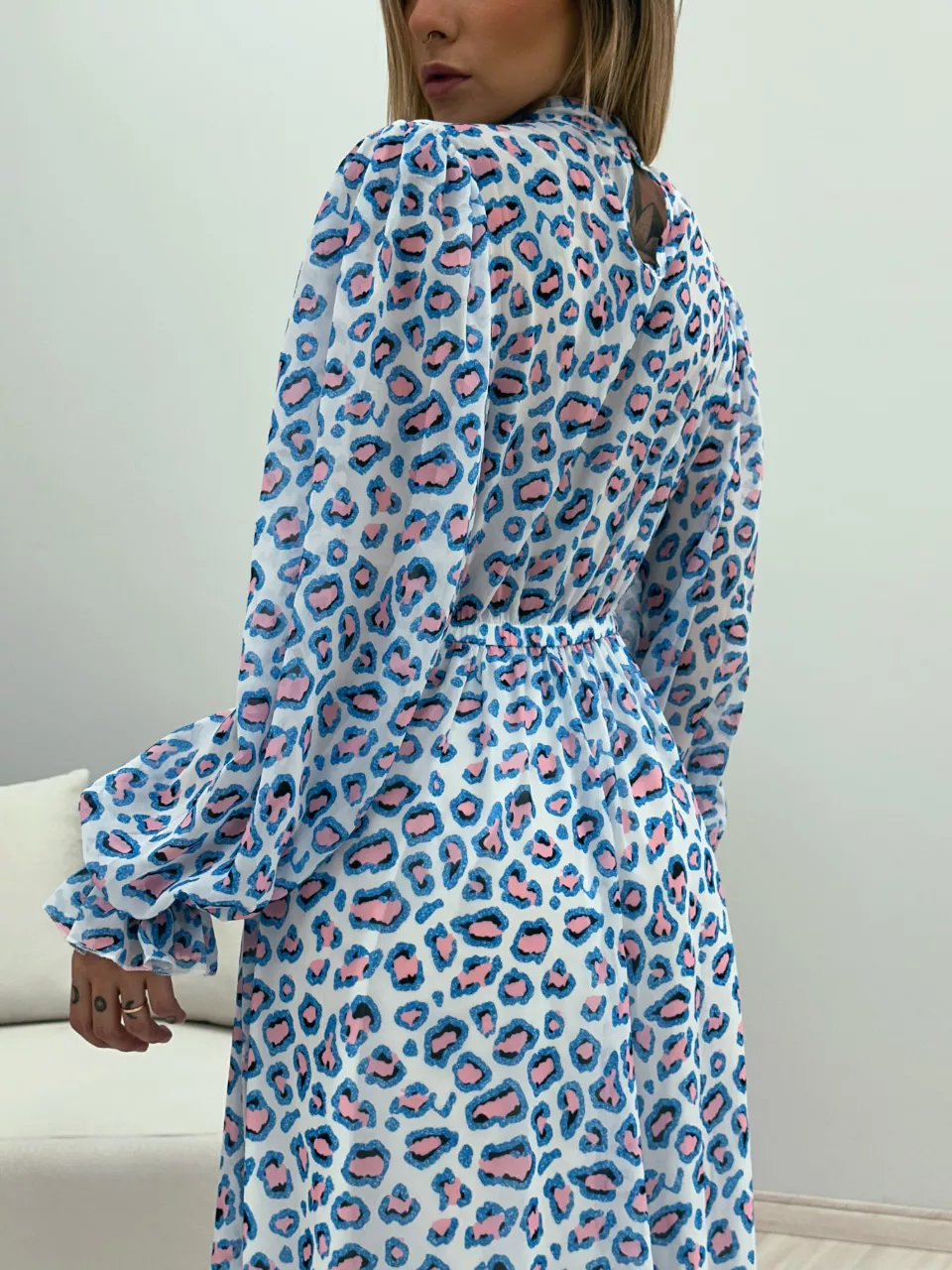 VESTIDO LONGO ONÇA AZUL