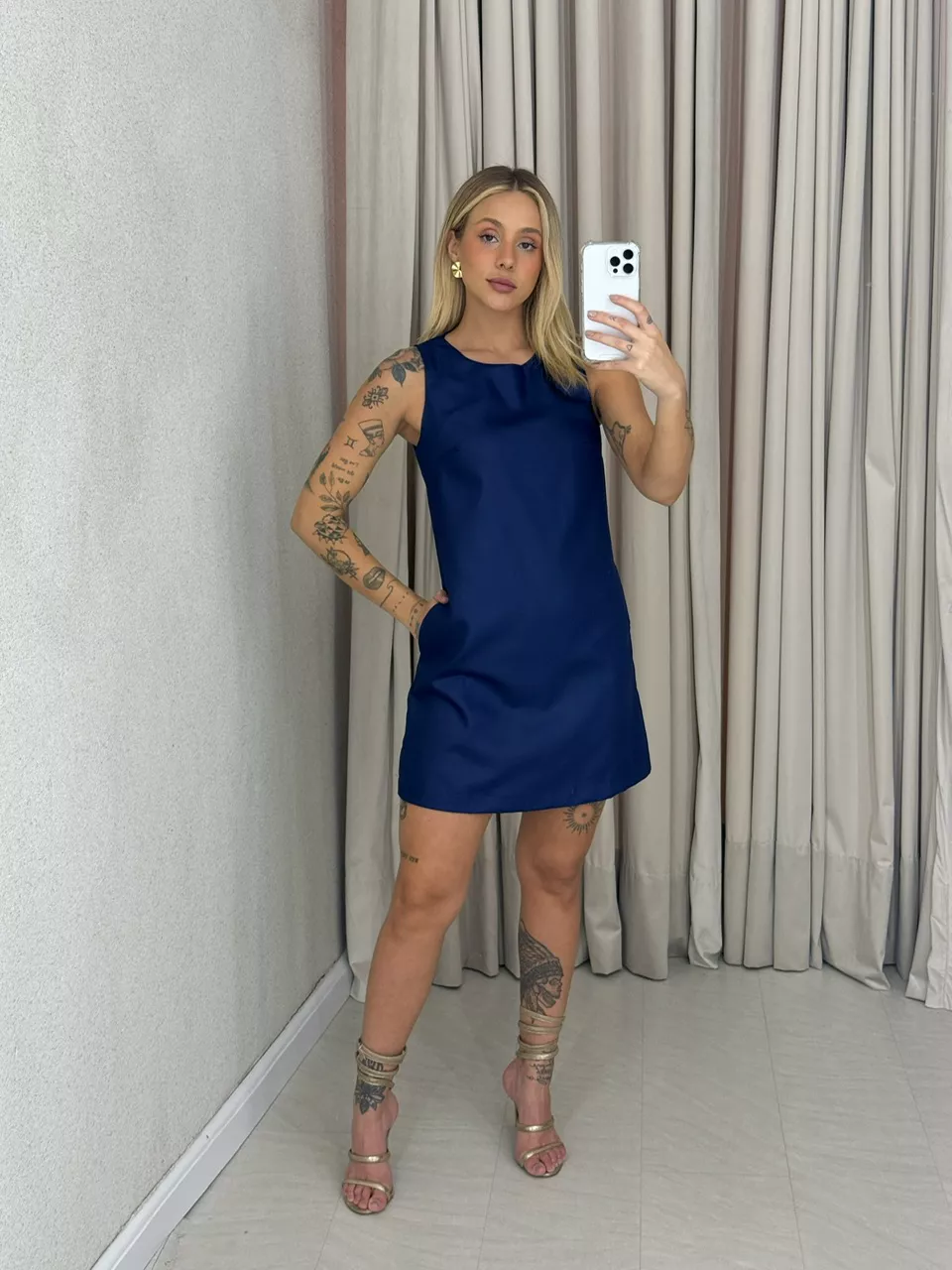 VESTIDO SAMIRA CURTO MARINHO - 0061810055 - CAROLLA FERRARO