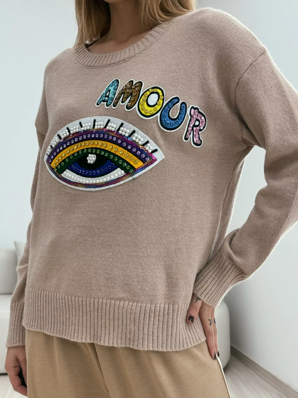 TRICOT OLHO BORDADO NUDE