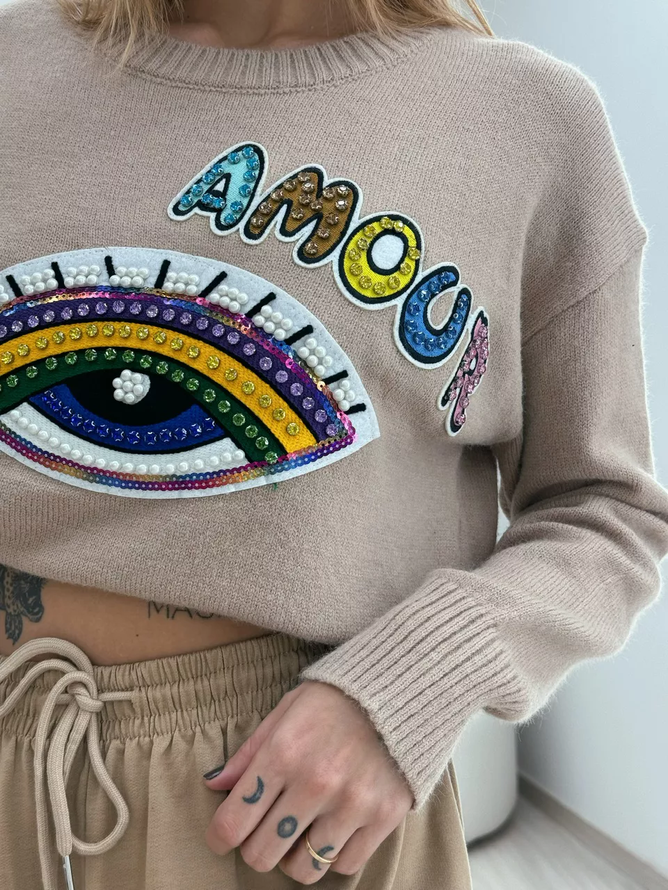TRICOT OLHO BORDADO NUDE