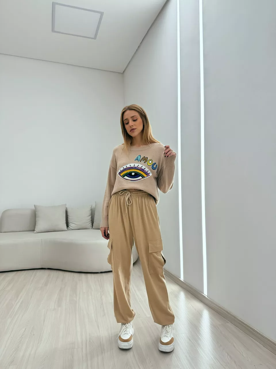 TRICOT OLHO BORDADO NUDE