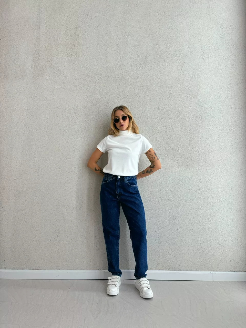 CALÇA MARINA JEANS MOM JEANS ESCURO