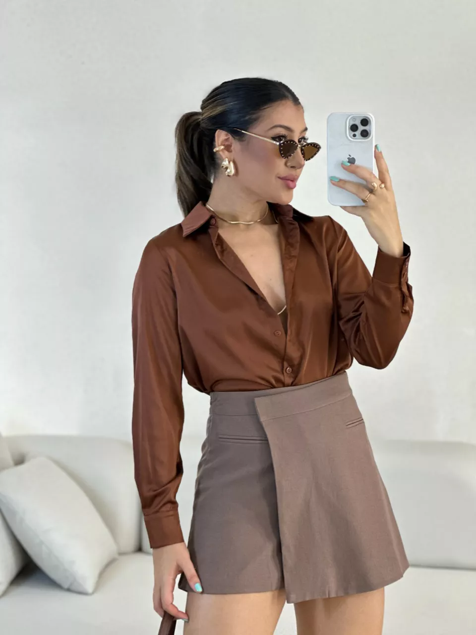 SHORT SAIA AURORA MARROM