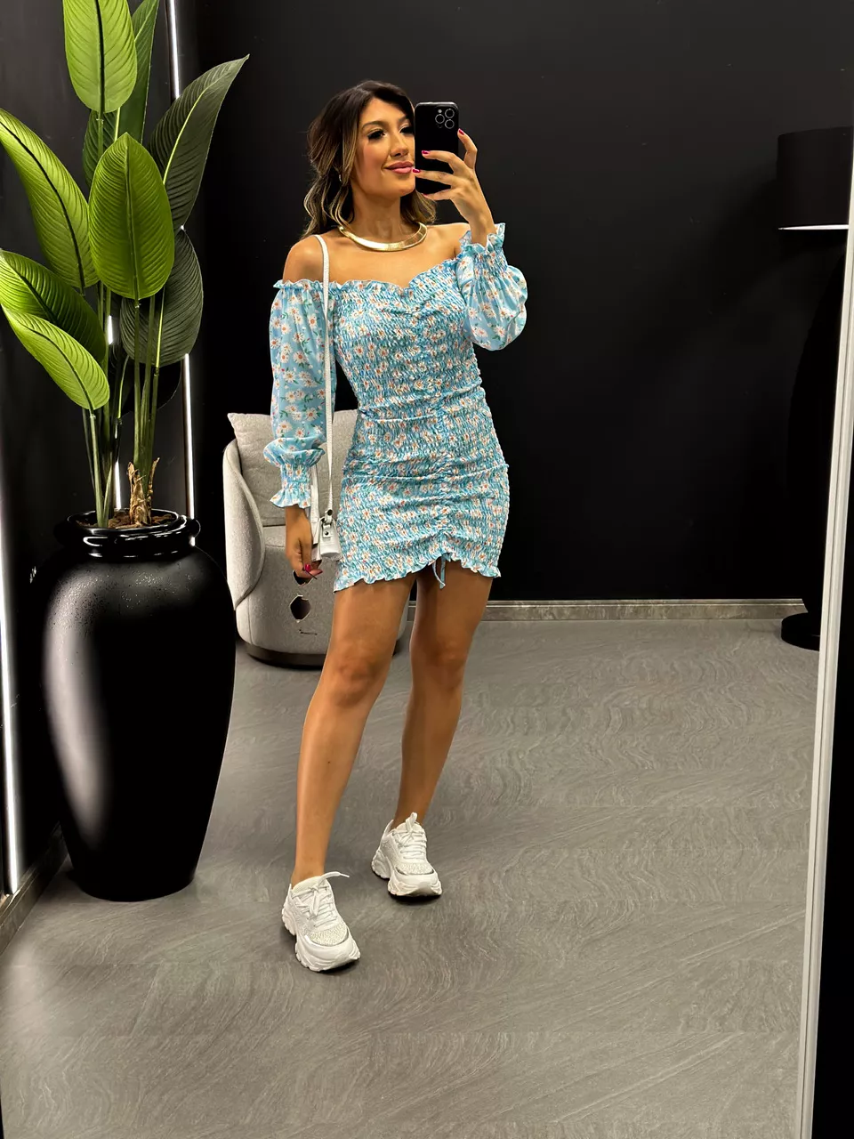 VESTIDO LIVIA LASTEX AZUL