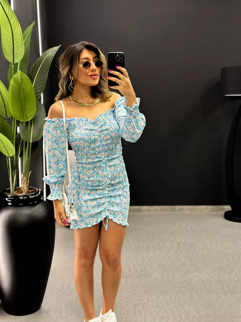 VESTIDO LIVIA LASTEX AZUL