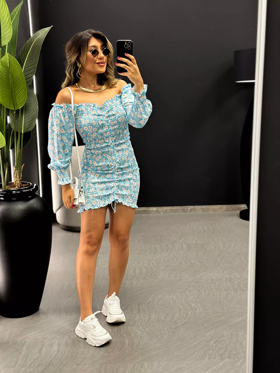 VESTIDO LIVIA LASTEX AZUL