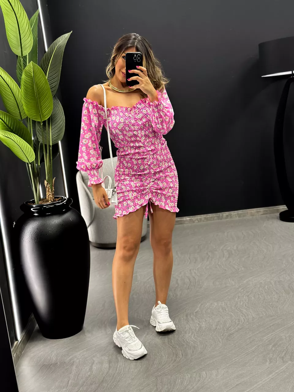 VESTIDO LIVIA LASTEX ROSA - 0044820031 - CAROLLA FERRARO