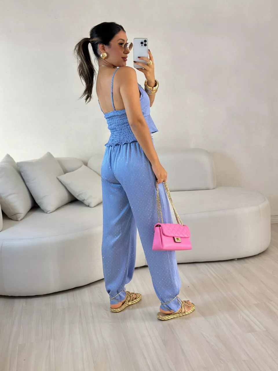 CONJUNTO ARIANE BRILHO AZUL