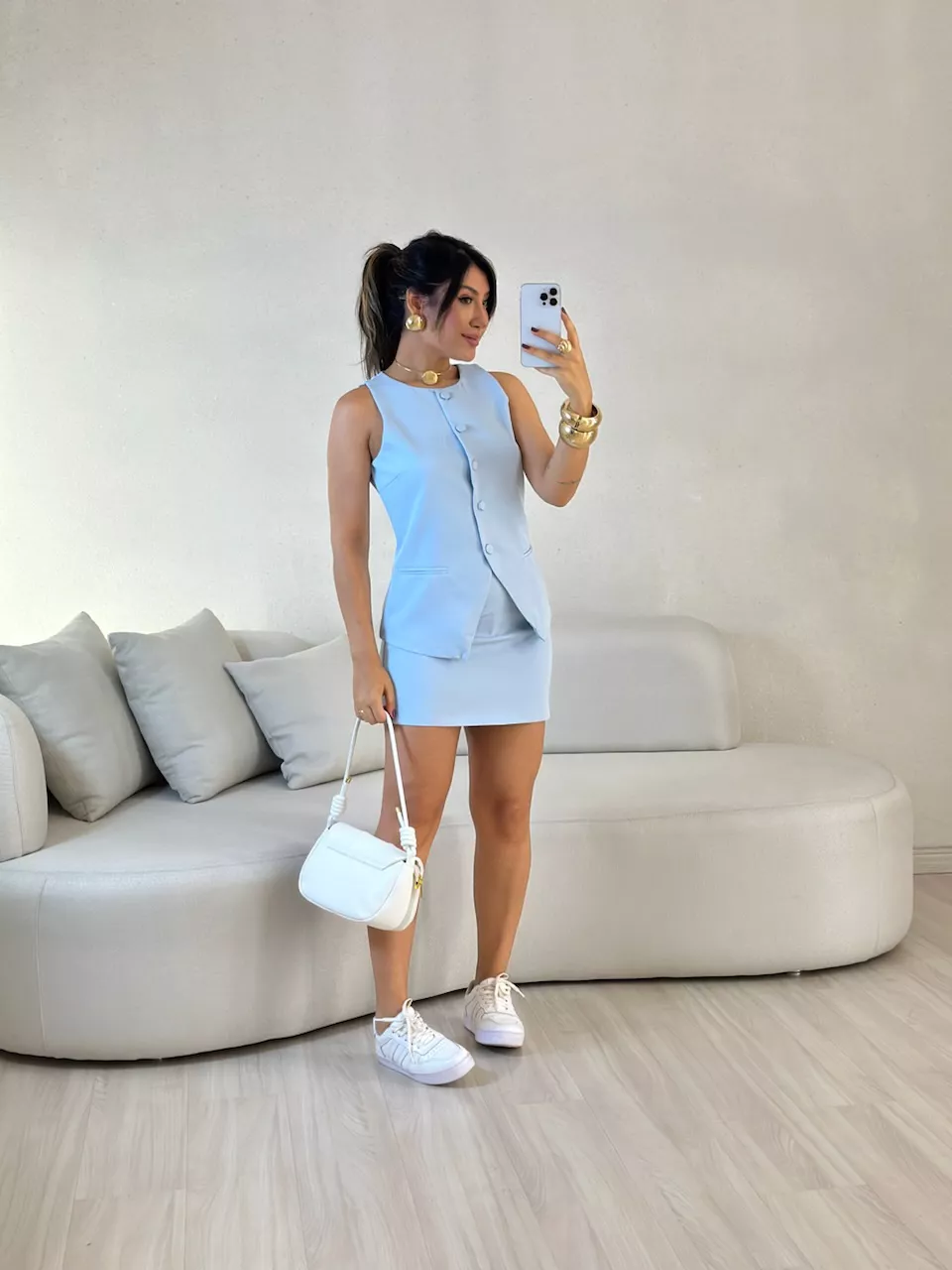 CONJUNTO REBECA SAIA BABY BLUE - 0057940365 - CAROLLA FERRARO