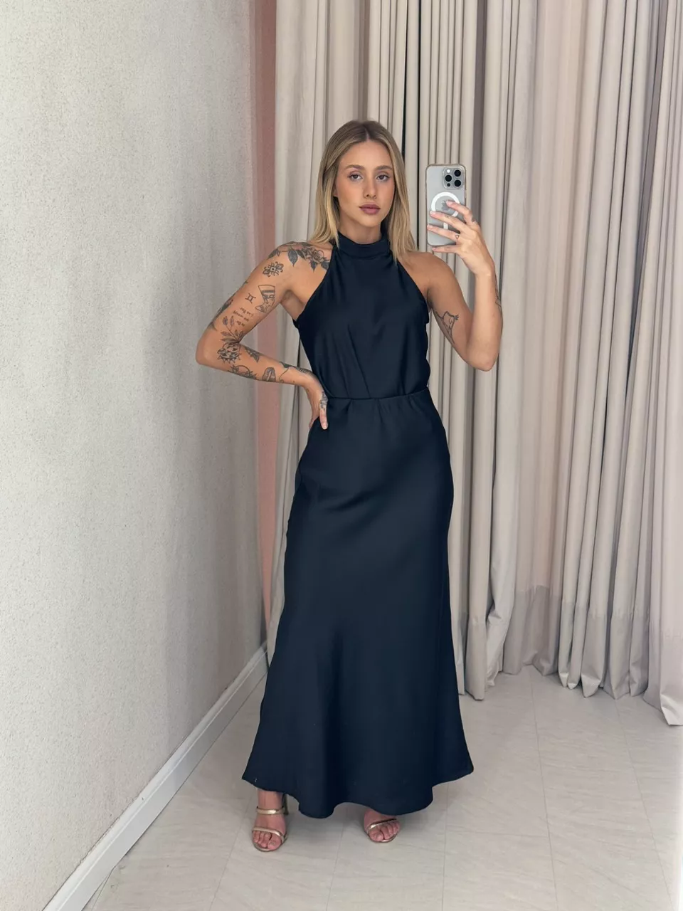 CONJUNTO GIORGIA ACETINADO PRETO - 0058990032 - CAROLLA FERRARO