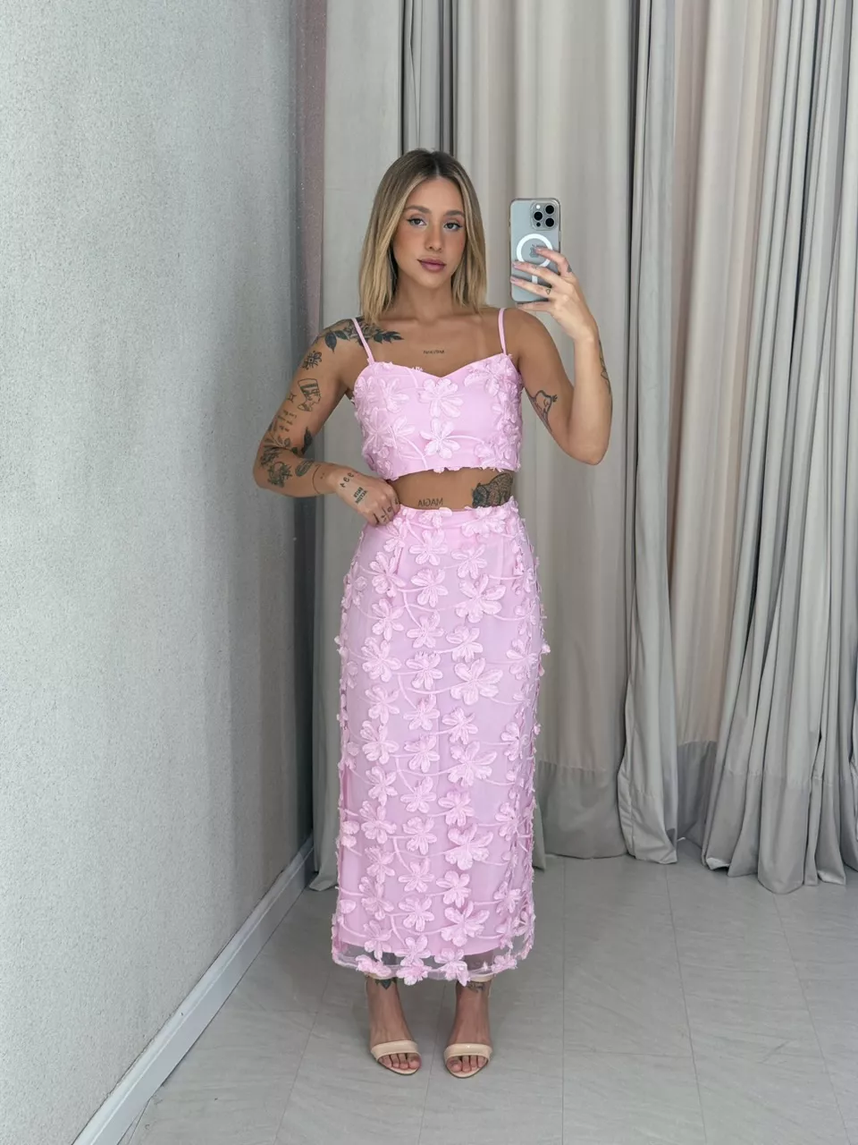 CONJUNTO RITA FLOR SAIA BABY PINK - 0058970366 - CAROLLA FERRARO