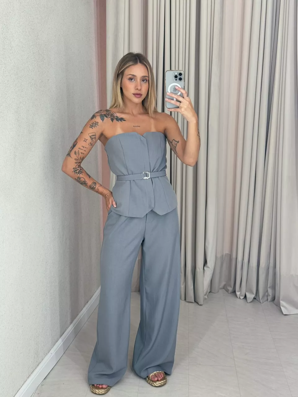 CONJUNTO ROSI CALÇA CINZA - 0058980091 - CAROLLA FERRARO