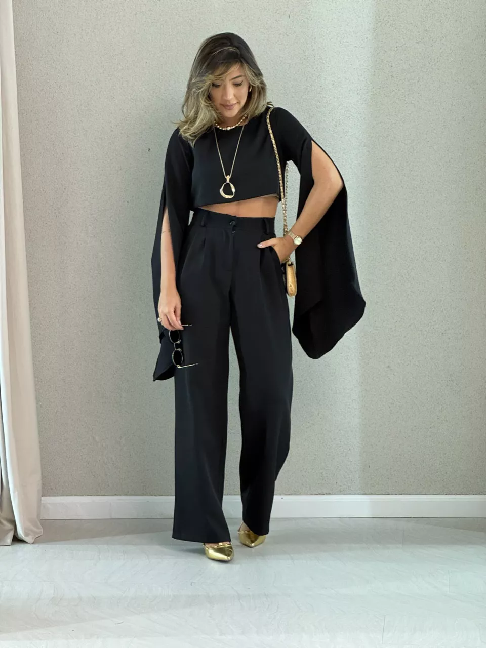 CONJUNTO CARINA CALÇA PRETO - 0049280032 - CAROLLA FERRARO