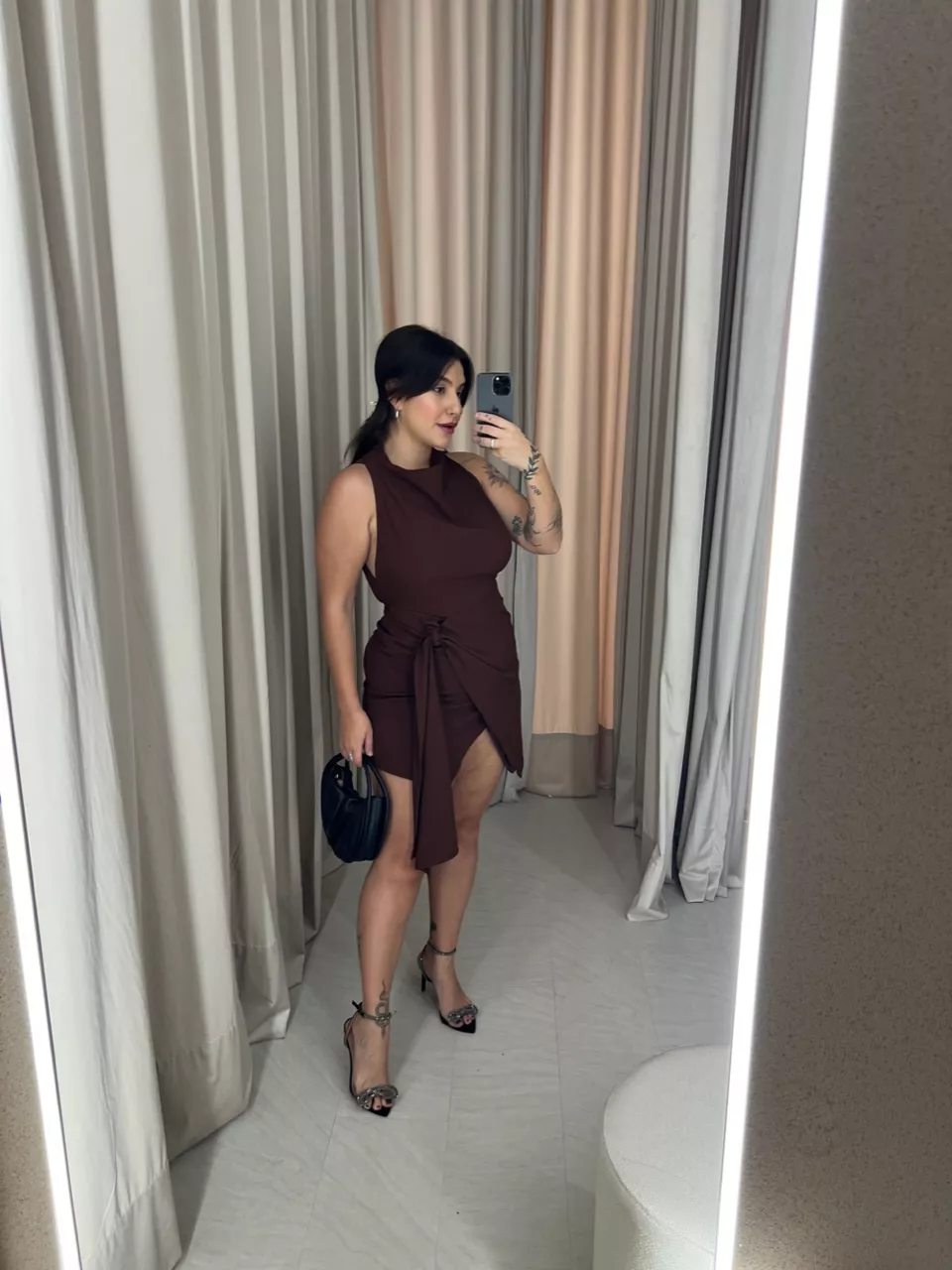 VESTIDO LETÍCIA FRENTE ÚNICA MARROM