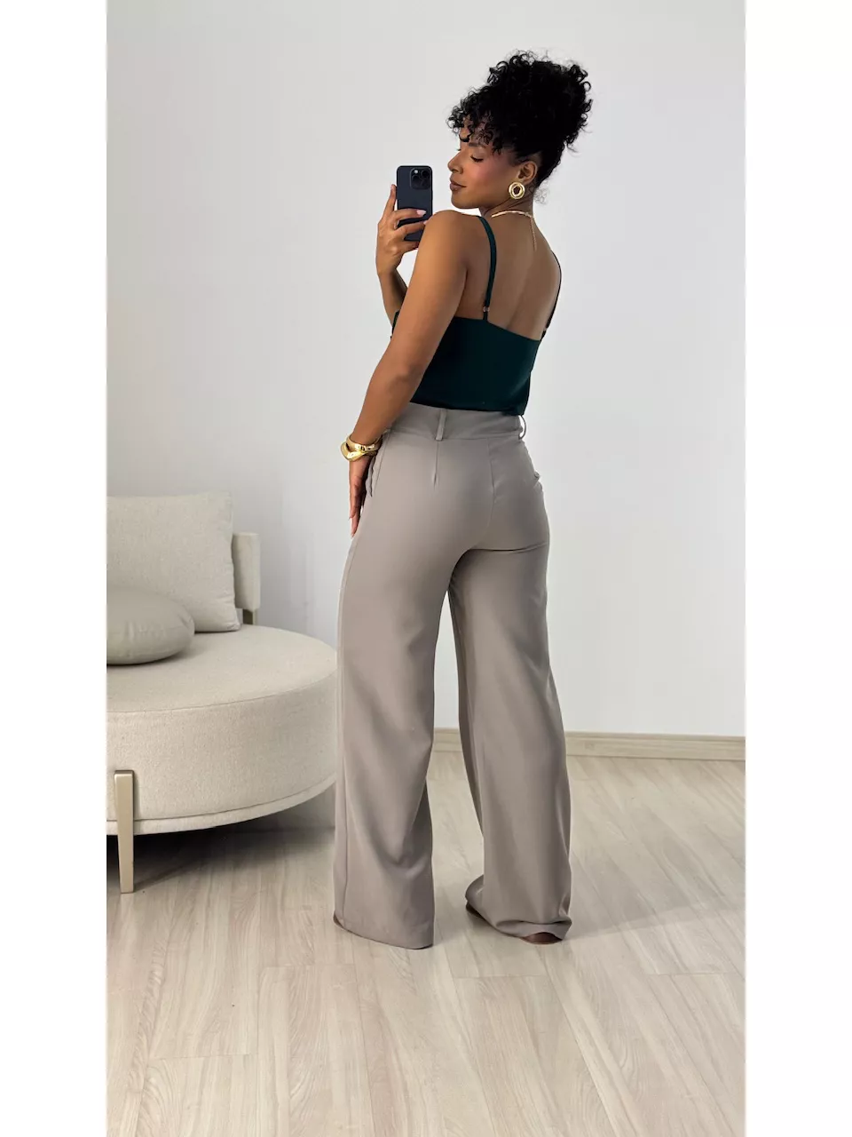 CALÇA MARIA EDUARDA PANTALONA CINZA