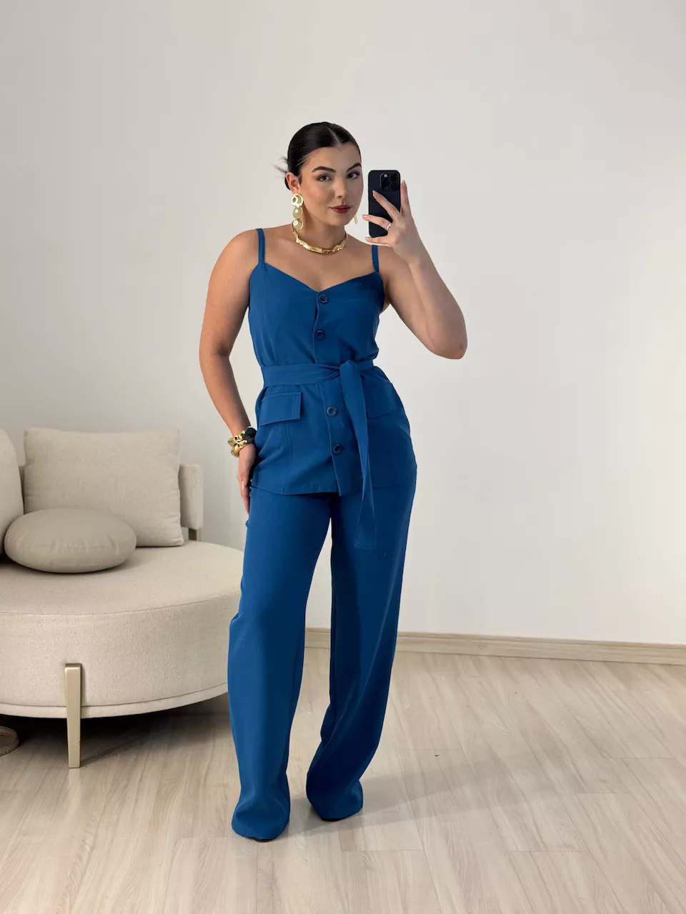 CONJUNTO ALESSIA BLUSA CALÇA AZUL - 0063790109 - CAROLLA FERRARO