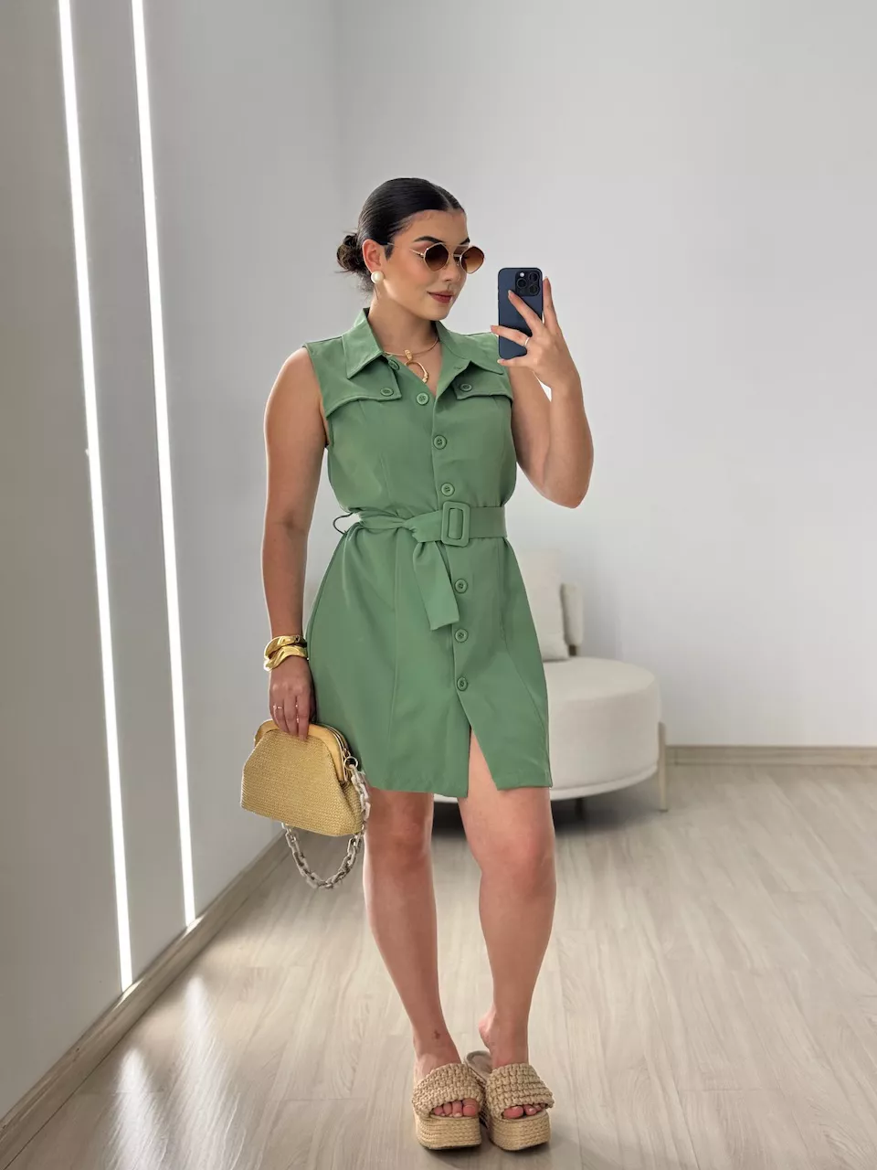 VESTIDO SARAH BOTÕES VERDE
