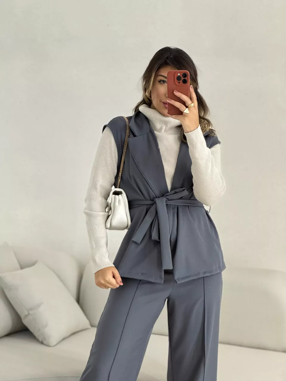 CONJUNTO ÍSIS COLETE CINZA