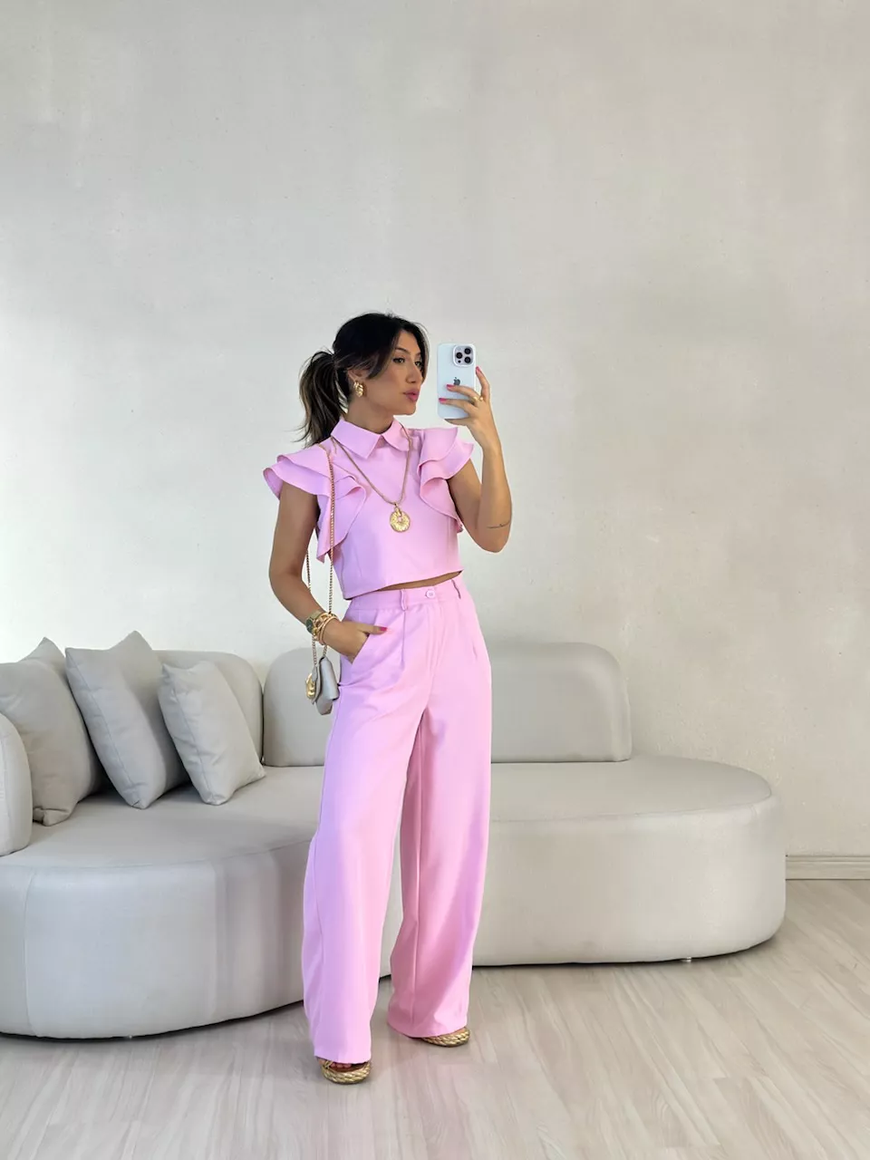 CONJUNTO DÉBORA CALÇA ROSA - 0054740031 - CAROLLA FERRARO