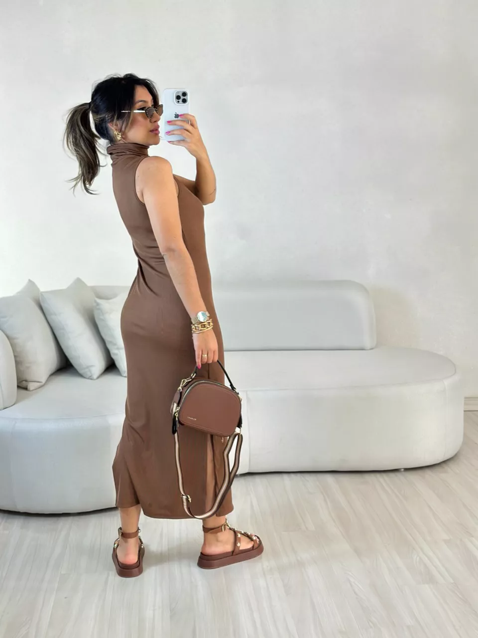 VESTIDO NAYLA CAVADO MARROM