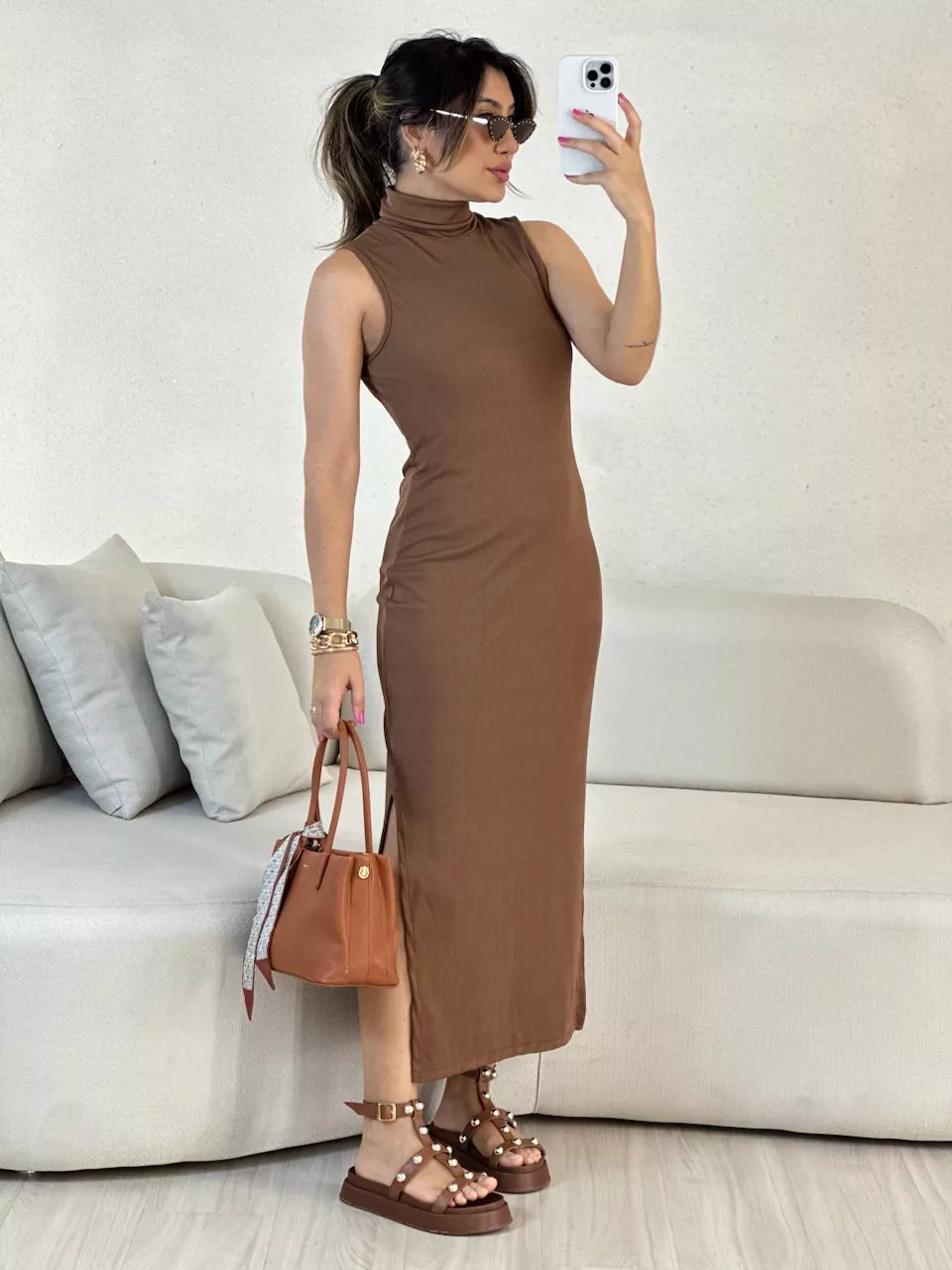 VESTIDO NAYLA CAVADO MARROM
