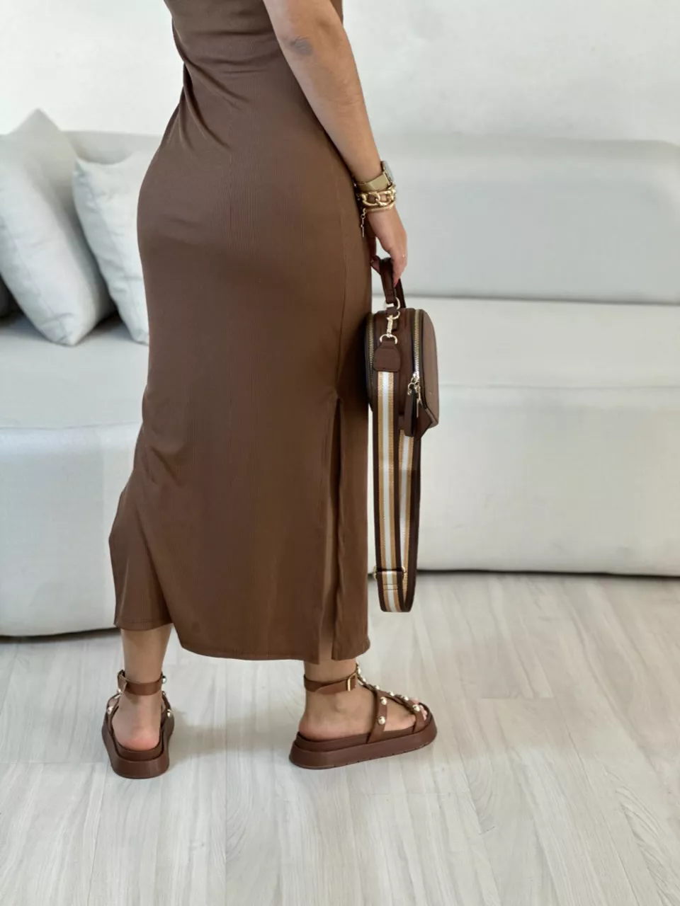 VESTIDO NAYLA CAVADO MARROM