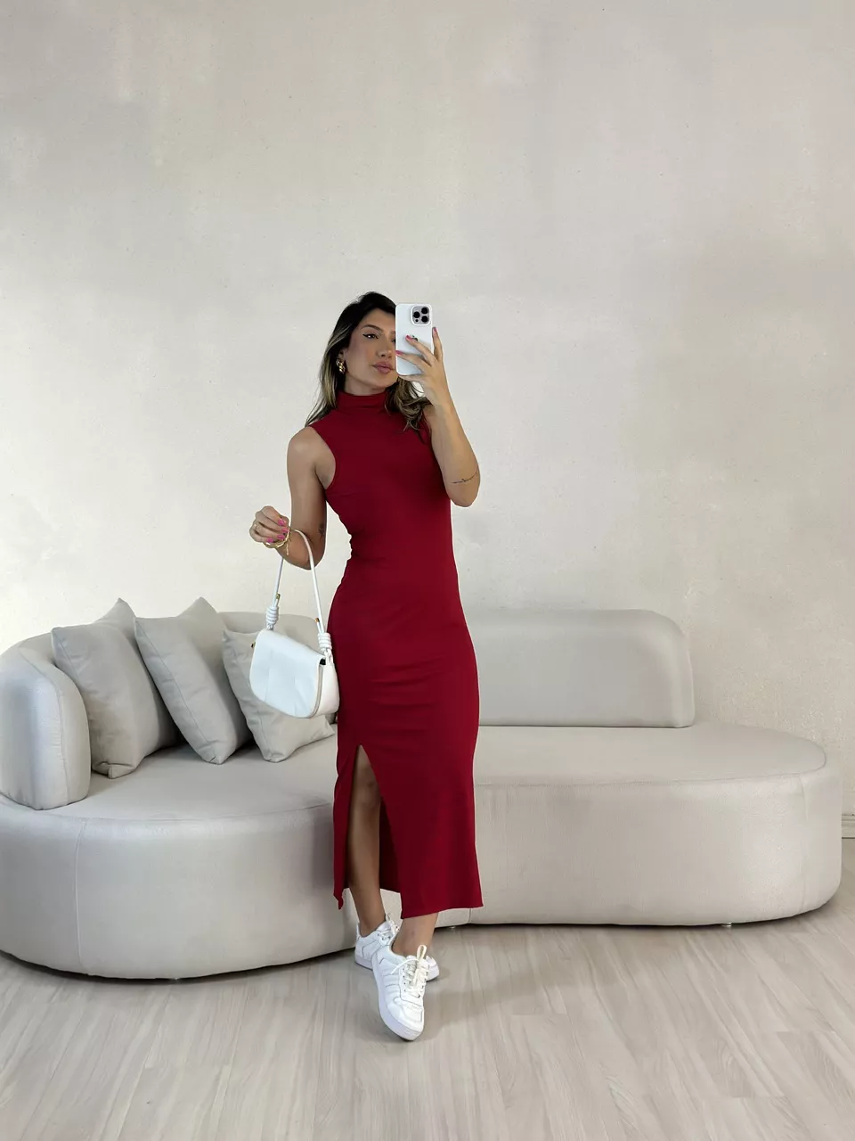 VESTIDO NAYLA CAVADO VERMELHO - 0054120277 - CAROLLA FERRARO