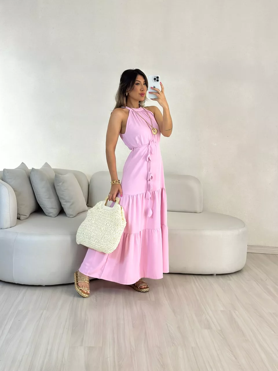 VESTIDO DAIANA LONGUETE ROSA