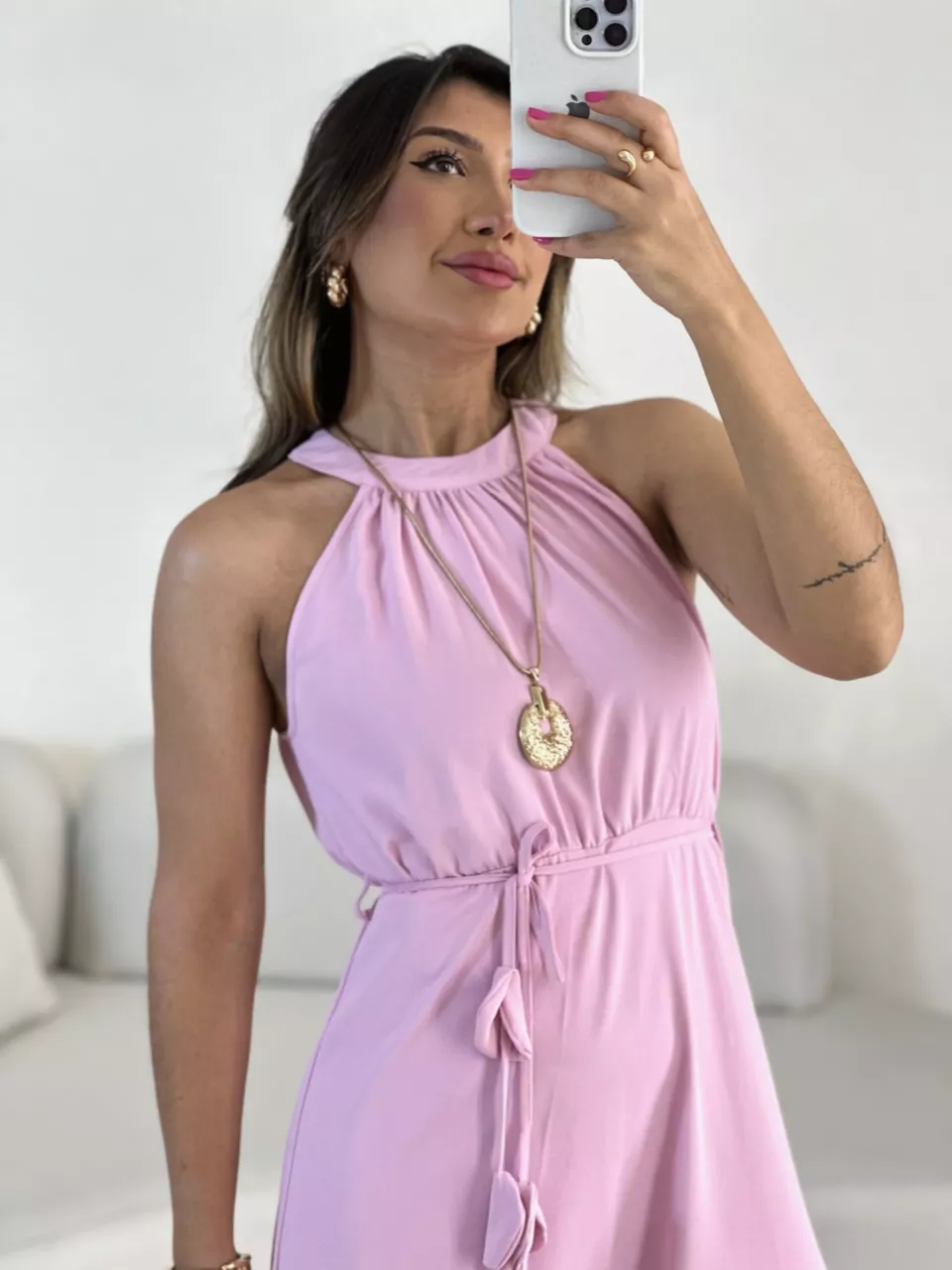 VESTIDO DAIANA LONGUETE ROSA