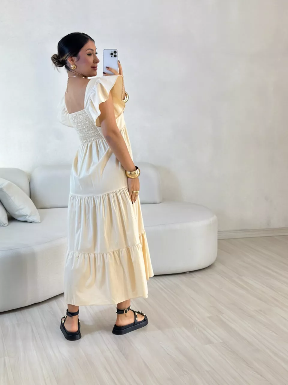 VESTIDO VILMA babados Marfim