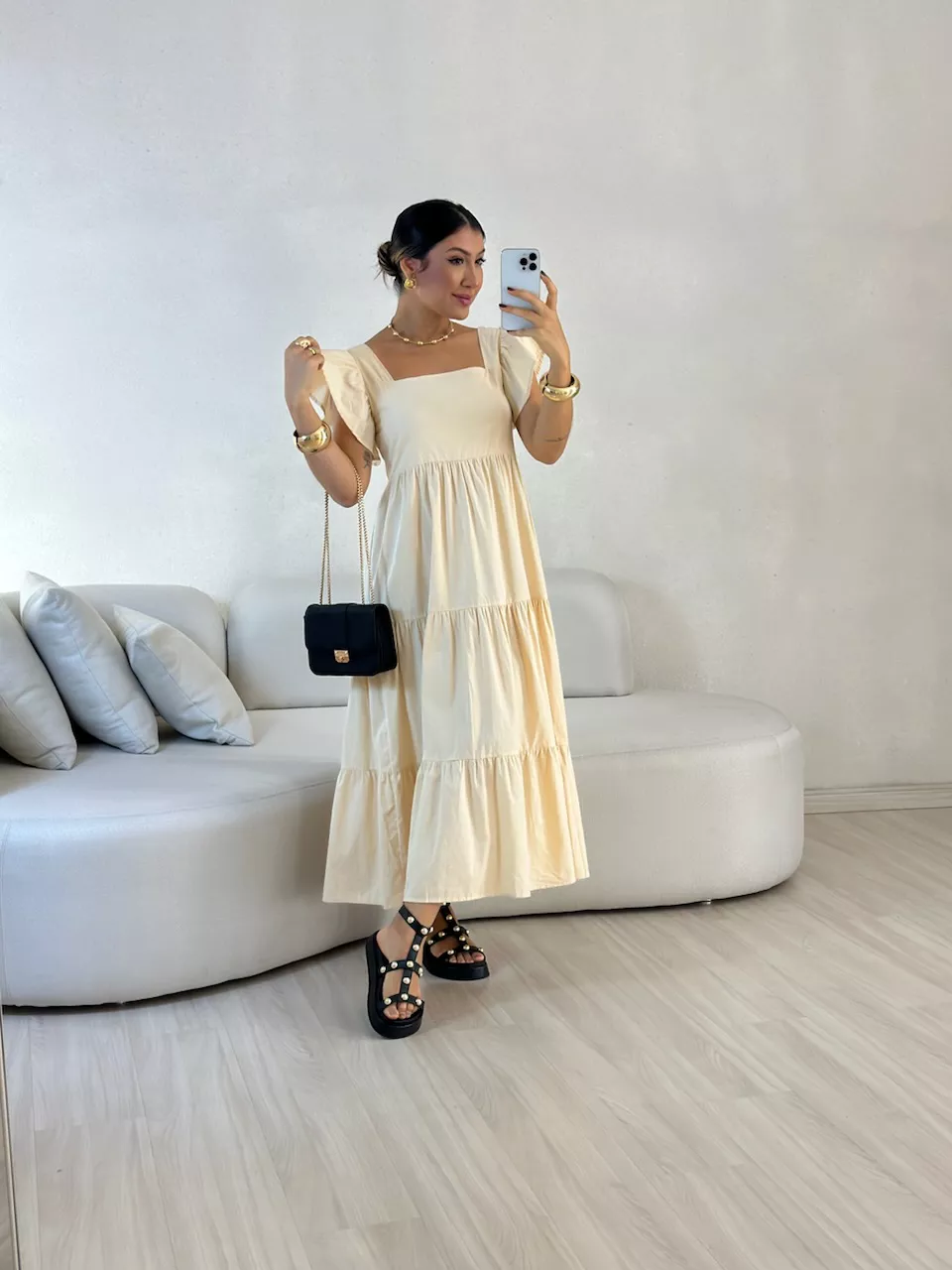 VESTIDO VILMA babados Marfim