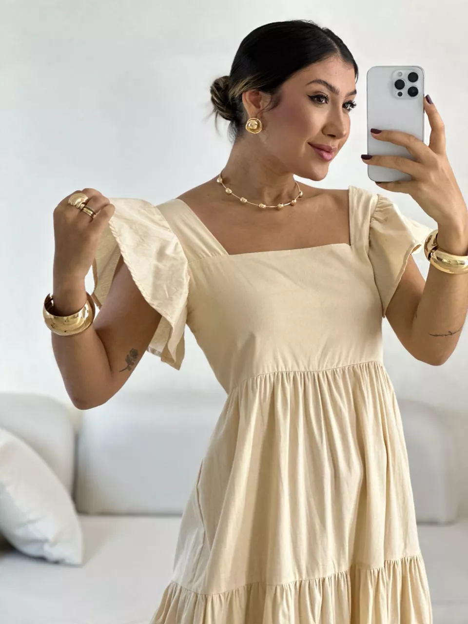 VESTIDO VILMA babados Marfim