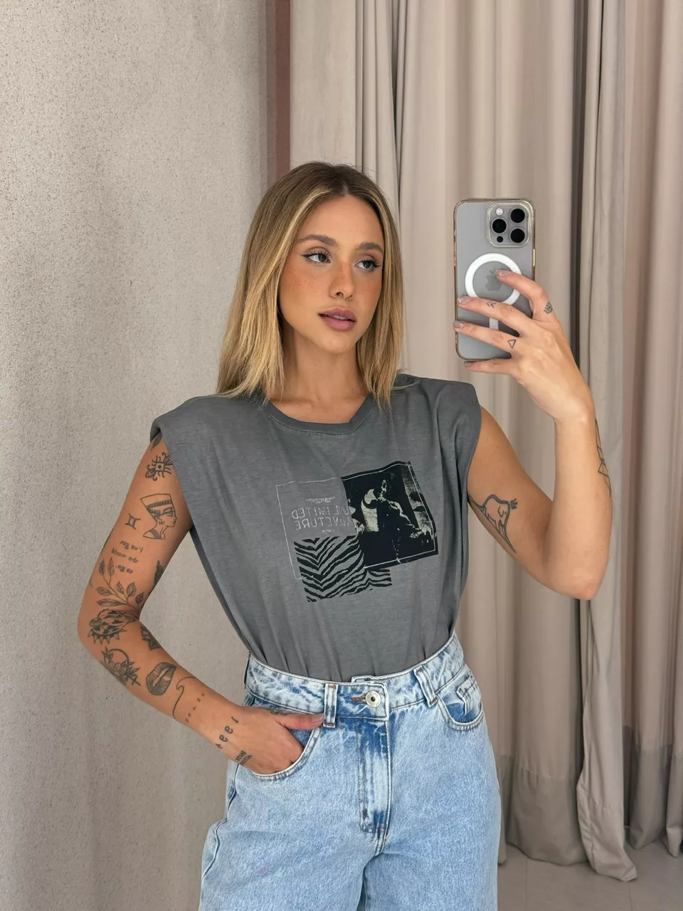 BLUSA CAMILE MUSCLE Chumbo - 0059000092 - CAROLLA FERRARO
