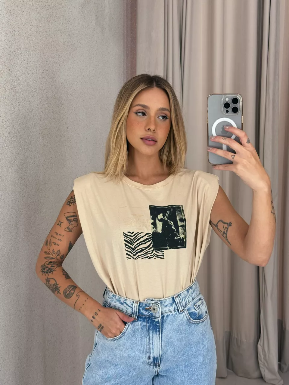 BLUSA CAMILE MUSCLE Nude - 0059000049 - CAROLLA FERRARO