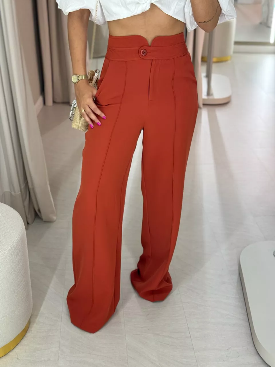 CALÇA LETÍCIA PANTALONA TERRA COTA - 0047770117 - CAROLLA FERRARO