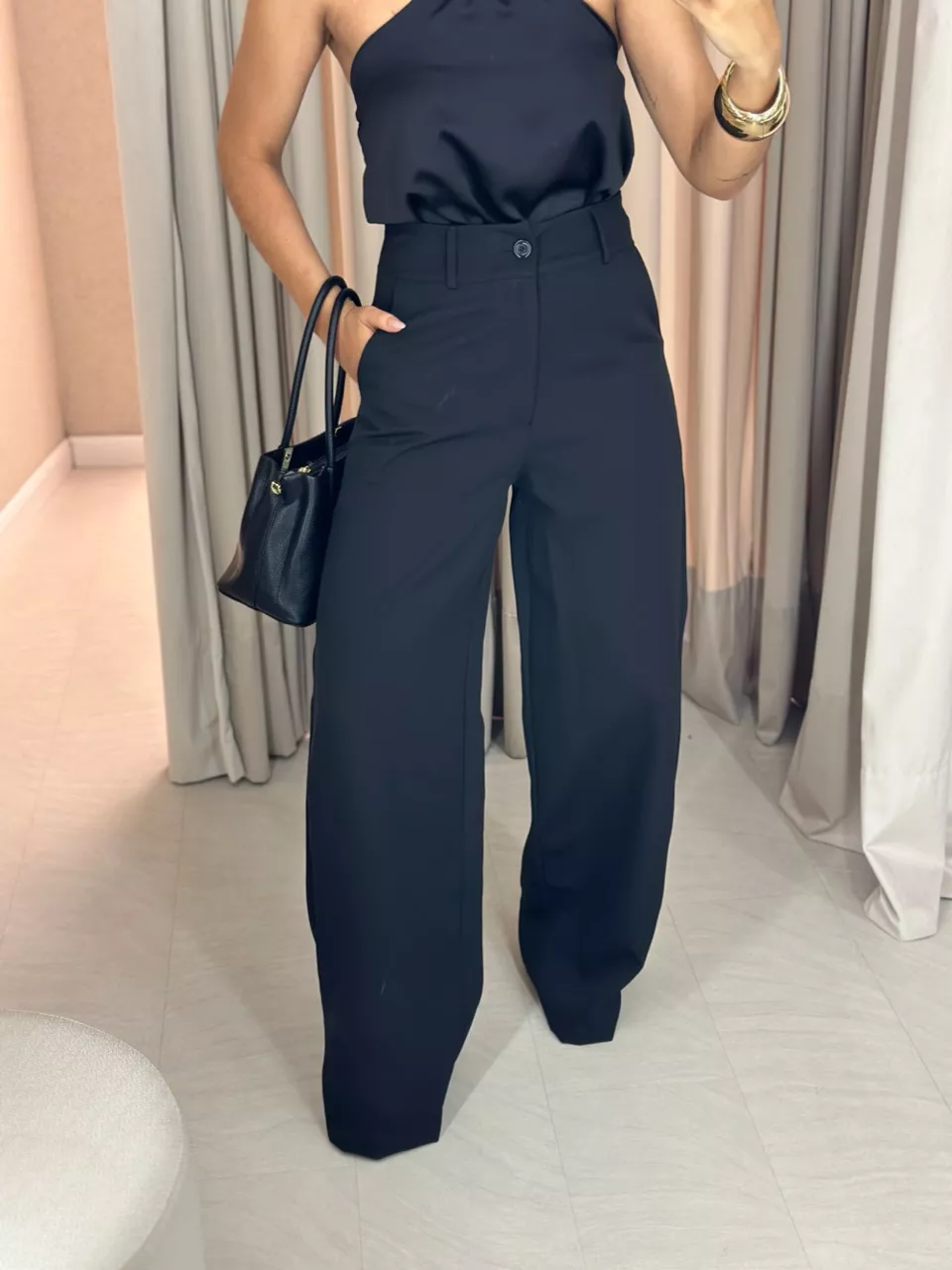 CALÇA MARIA EDUARDA PANTALONA Preta