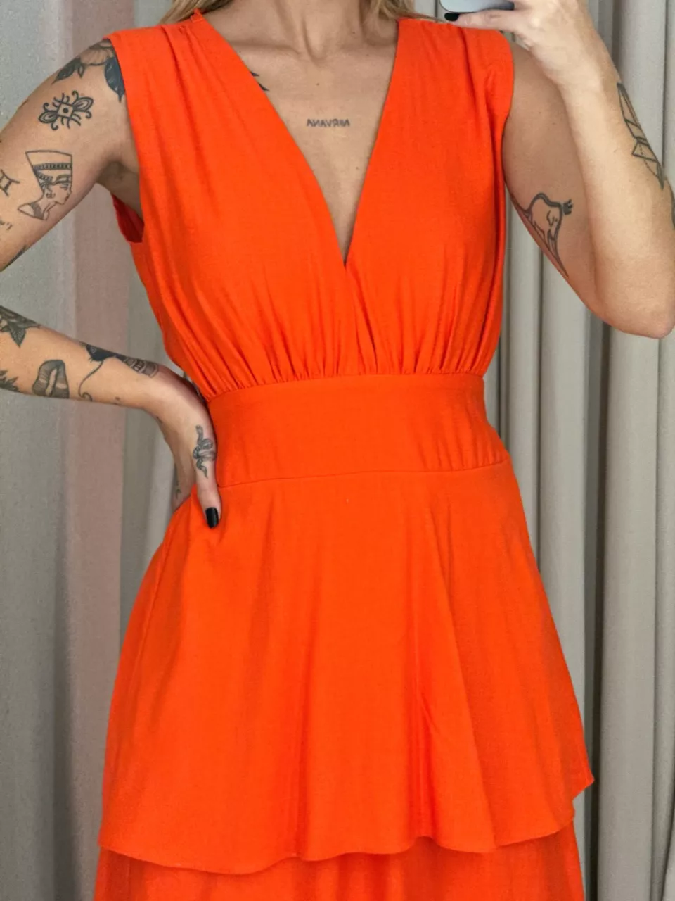 VESTIDO CLARA BABADOS LARANJA
