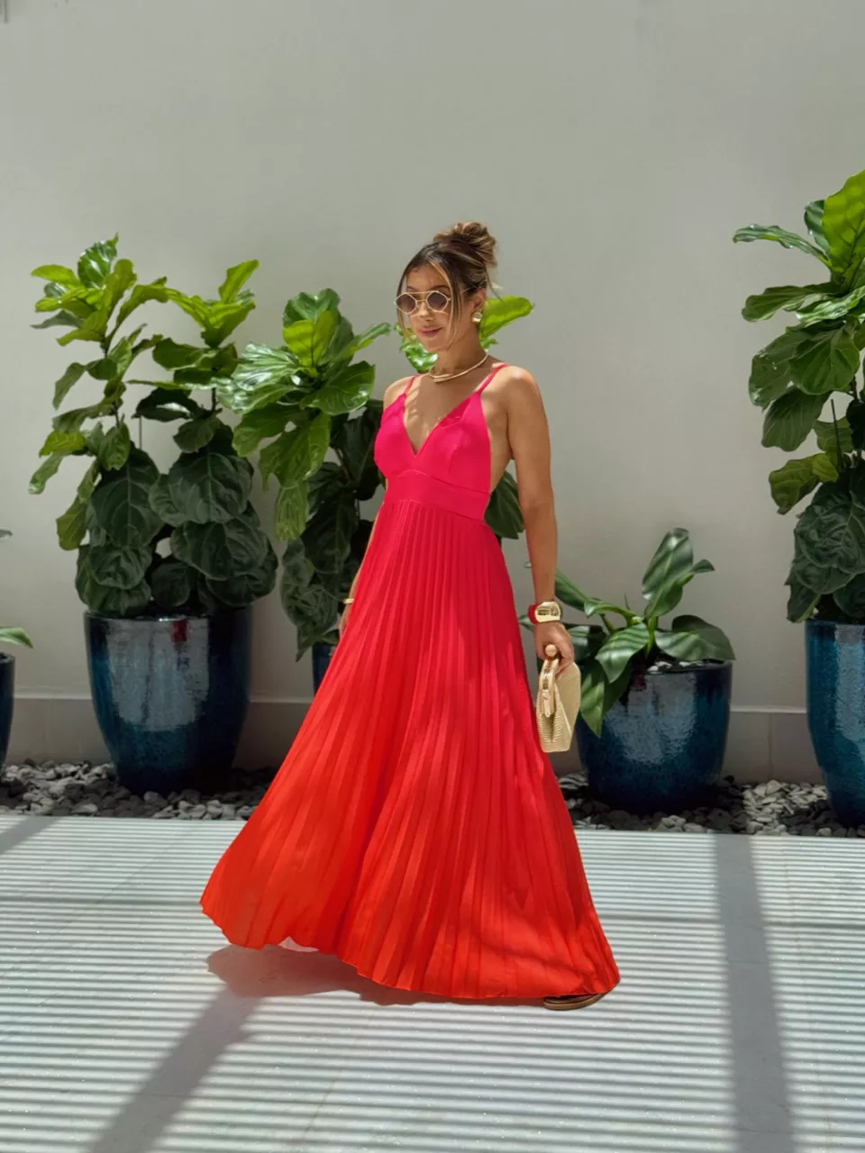 VESTIDO LEBLON PLISSADO PINK - 0060790037 - CAROLLA FERRARO