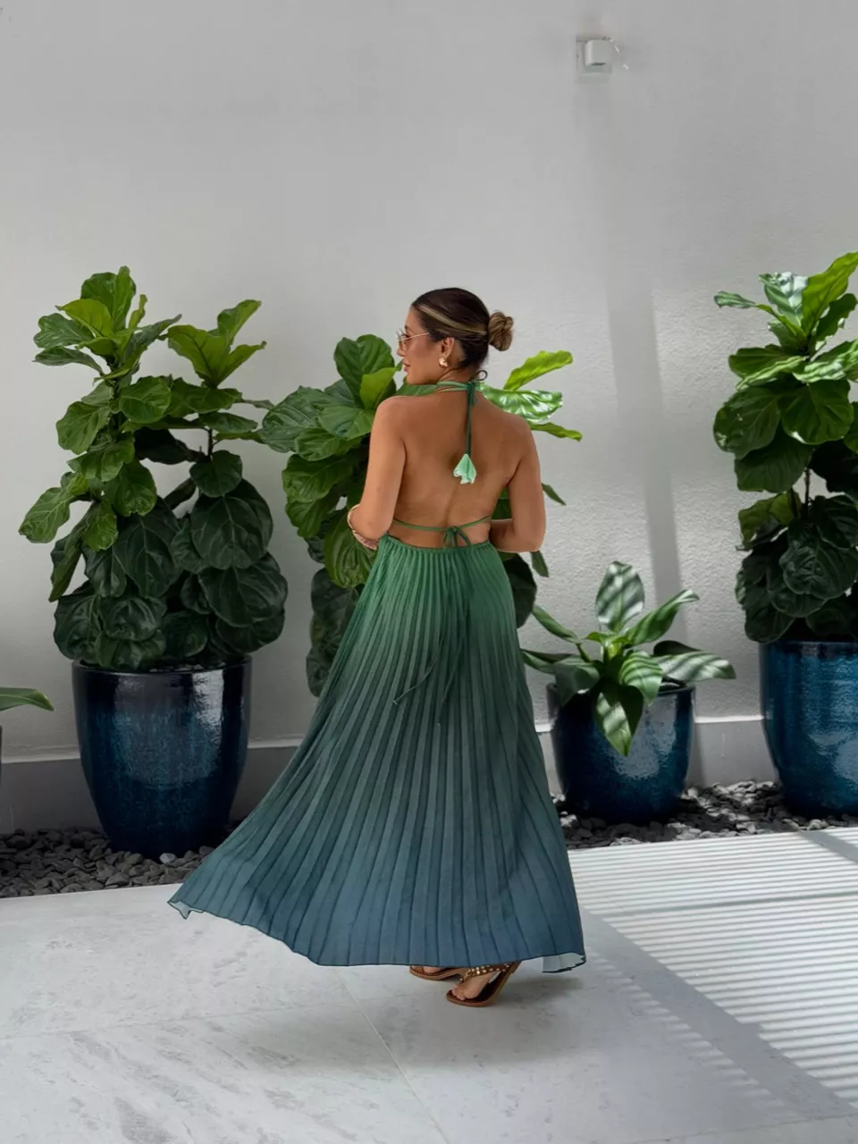 VESTIDO LEBLON PLISSADO VERDE/VERDE