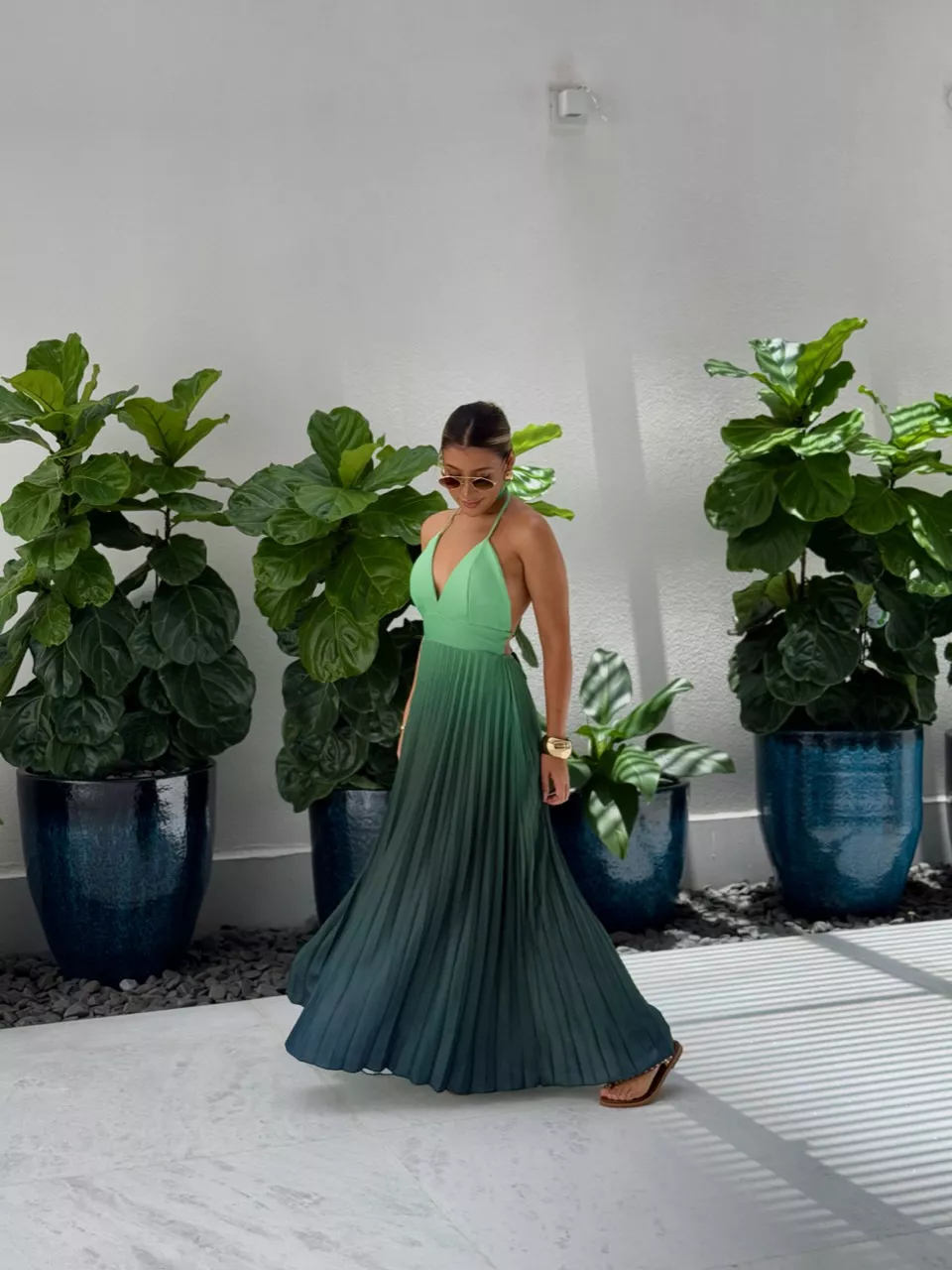 VESTIDO LEBLON PLISSADO VERDE/VERDE