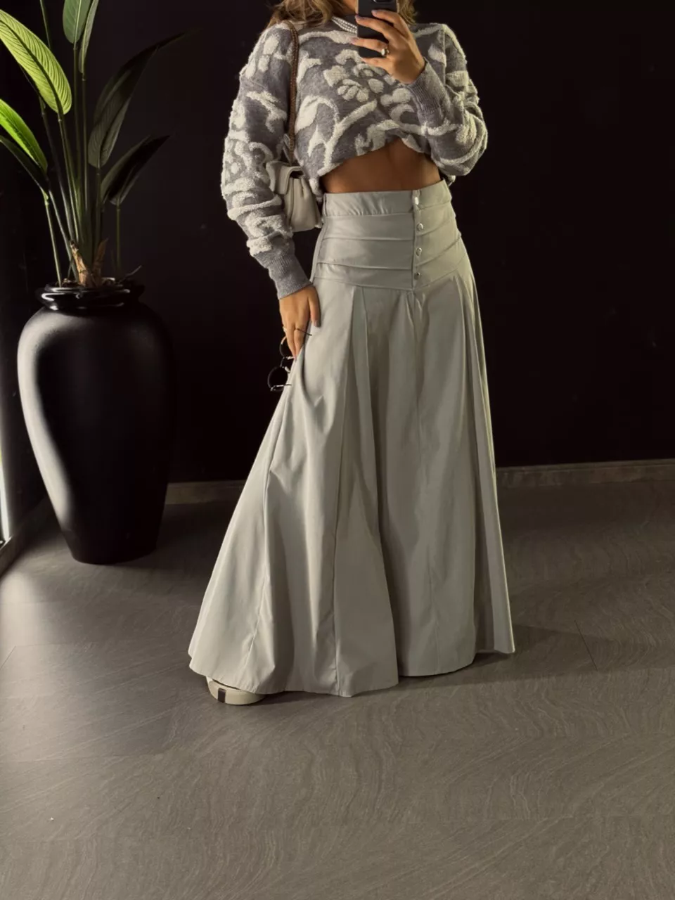 SAIA JOSI LONGA ALFAIATARIA CINZA - 0050360091 - CAROLLA FERRARO
