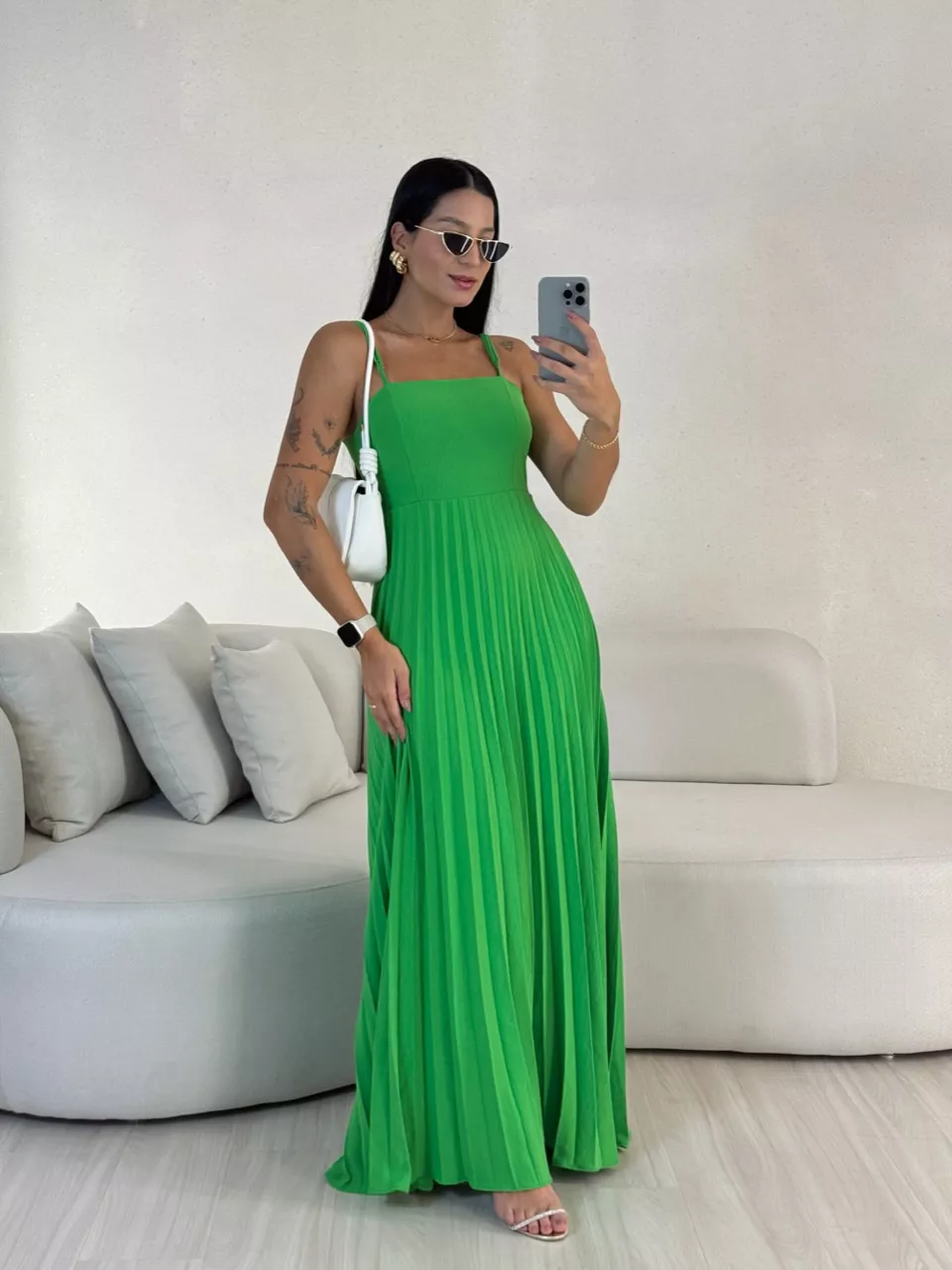 VESTIDO MÁRCIA 02 PLISSADO VERDE