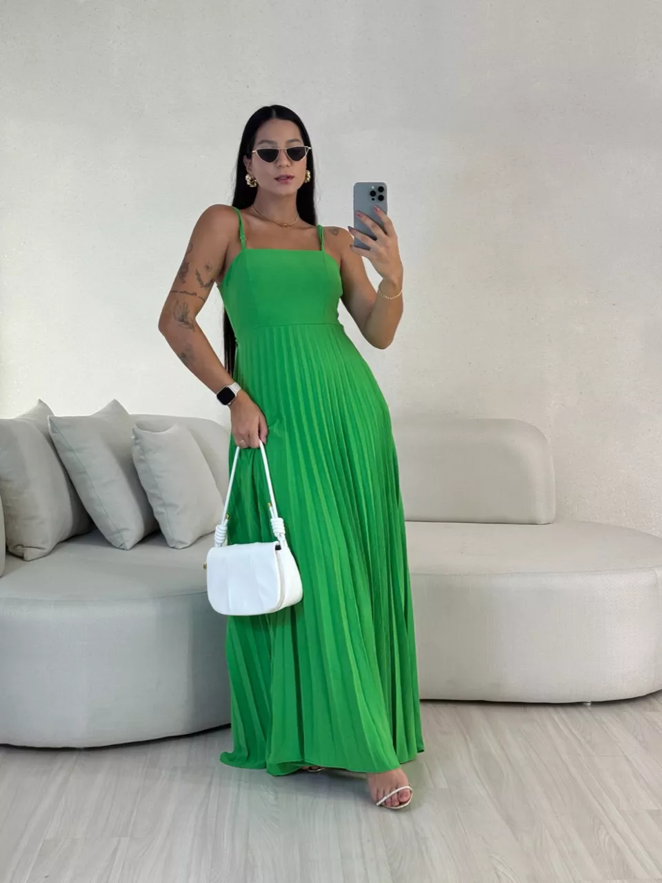 VESTIDO MÁRCIA 02 PLISSADO VERDE