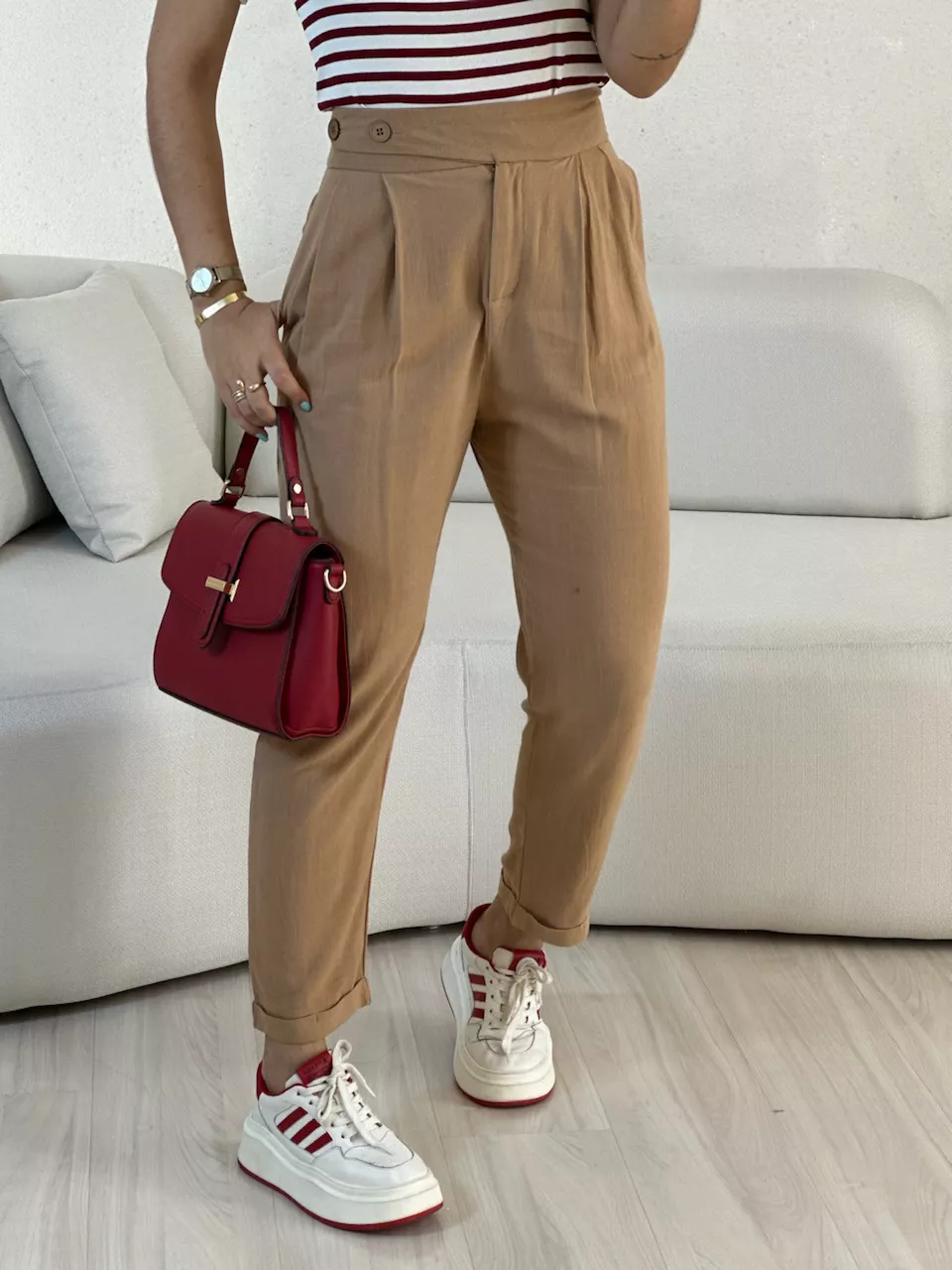 CALÇA MAYARA LINHO Nude - 0055950049 - CAROLLA FERRARO